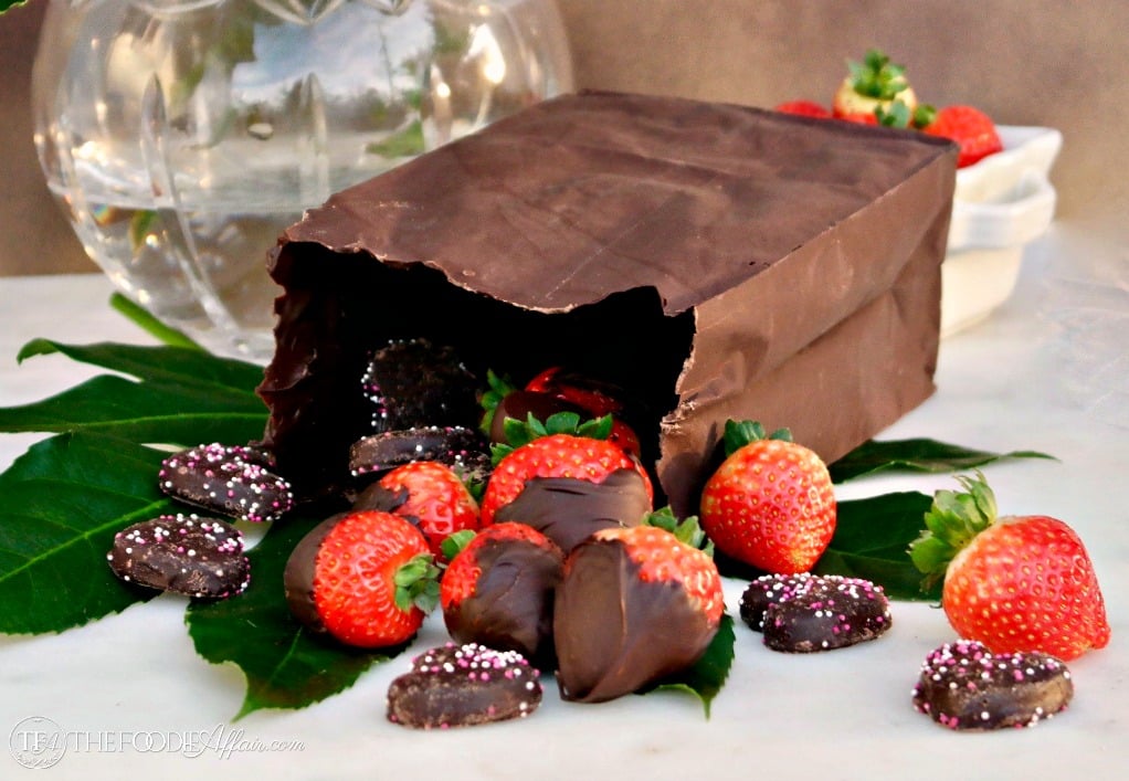 Chocolate Bag for Valentine&#39;s Day (with Strawberries & Cookies Falling Out)