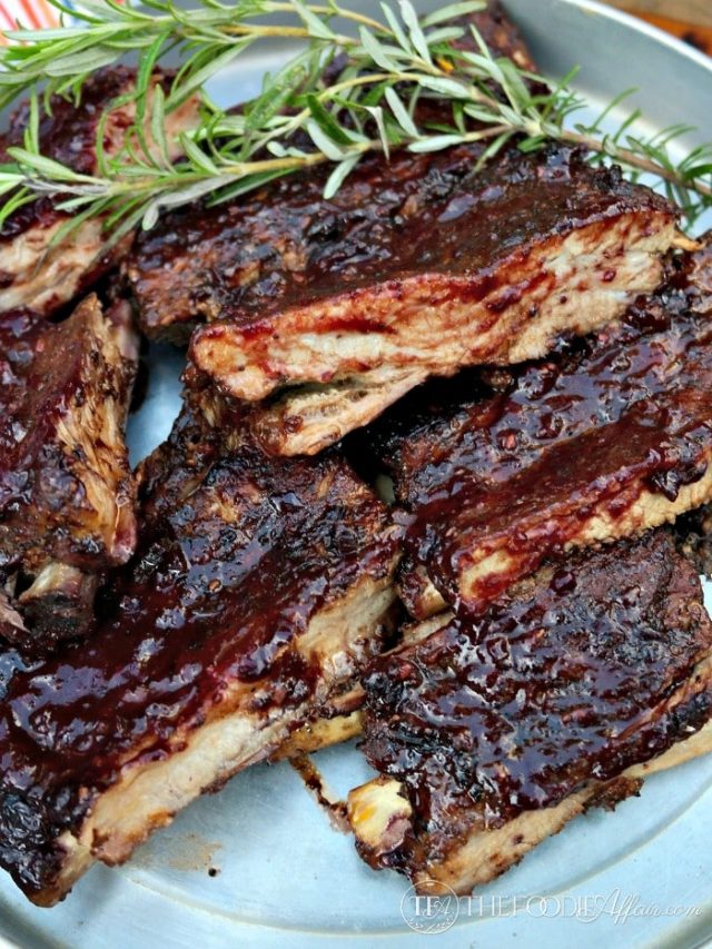 Easy Oven Baked Ribs with Blueberry Bourbon Sauce Story