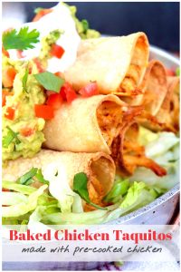 Baked taquitos filled with pre-made Chicken & Cheese | The Foodie Affair