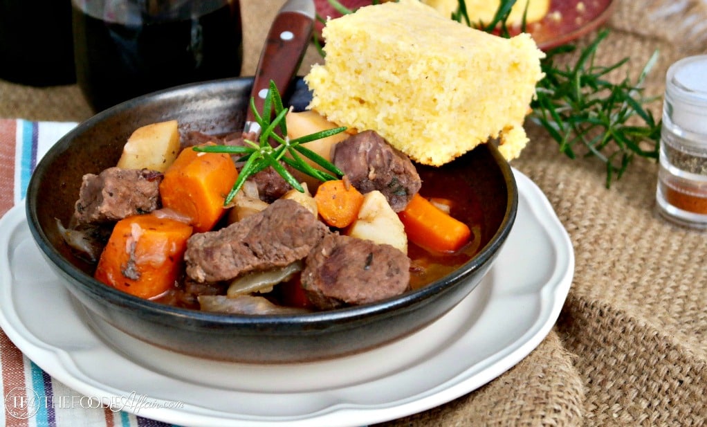 pressure cooker beef stew with cornbread