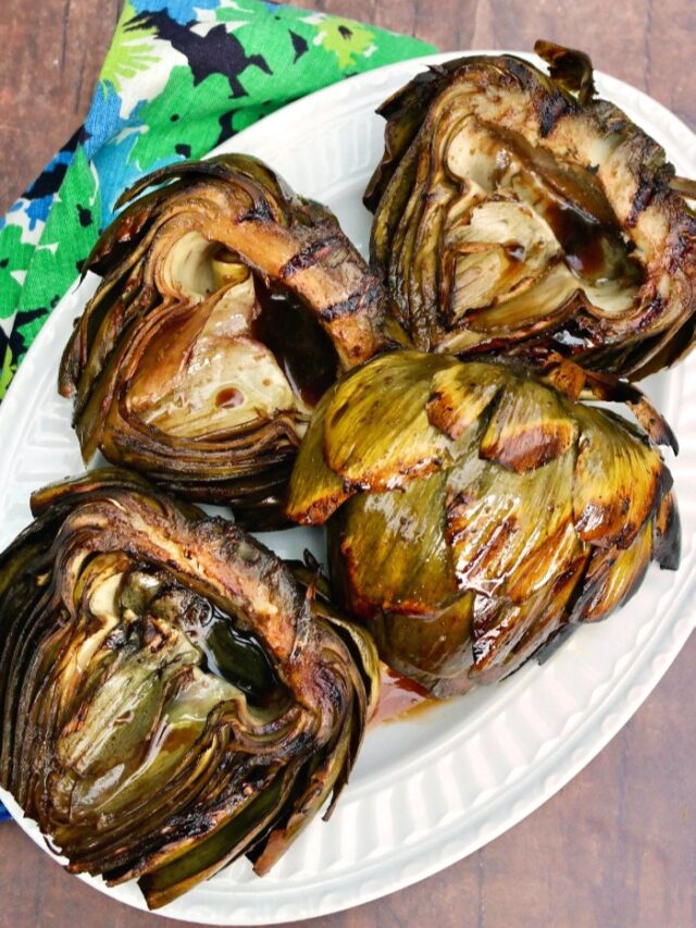 Grilled Globe Artichokes With Balsamic Marinade Story • The Foodie Affair