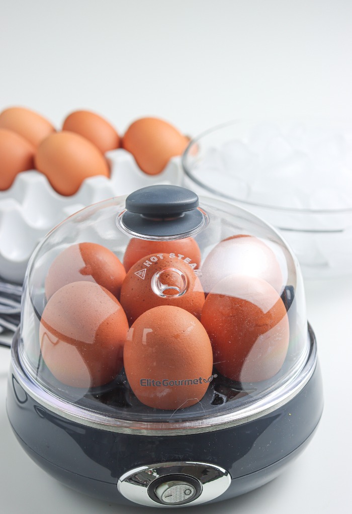 Egg Cooker, Egg Pot, Brown White & Blue Pottery, Microwave Egg