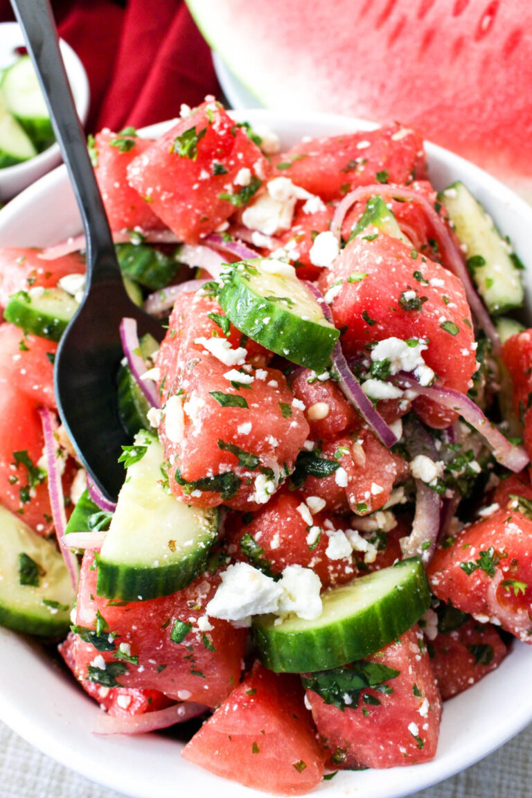 Easy Refreshing Watermelon Feta Mint Salad Recipe - The Foodie Affair